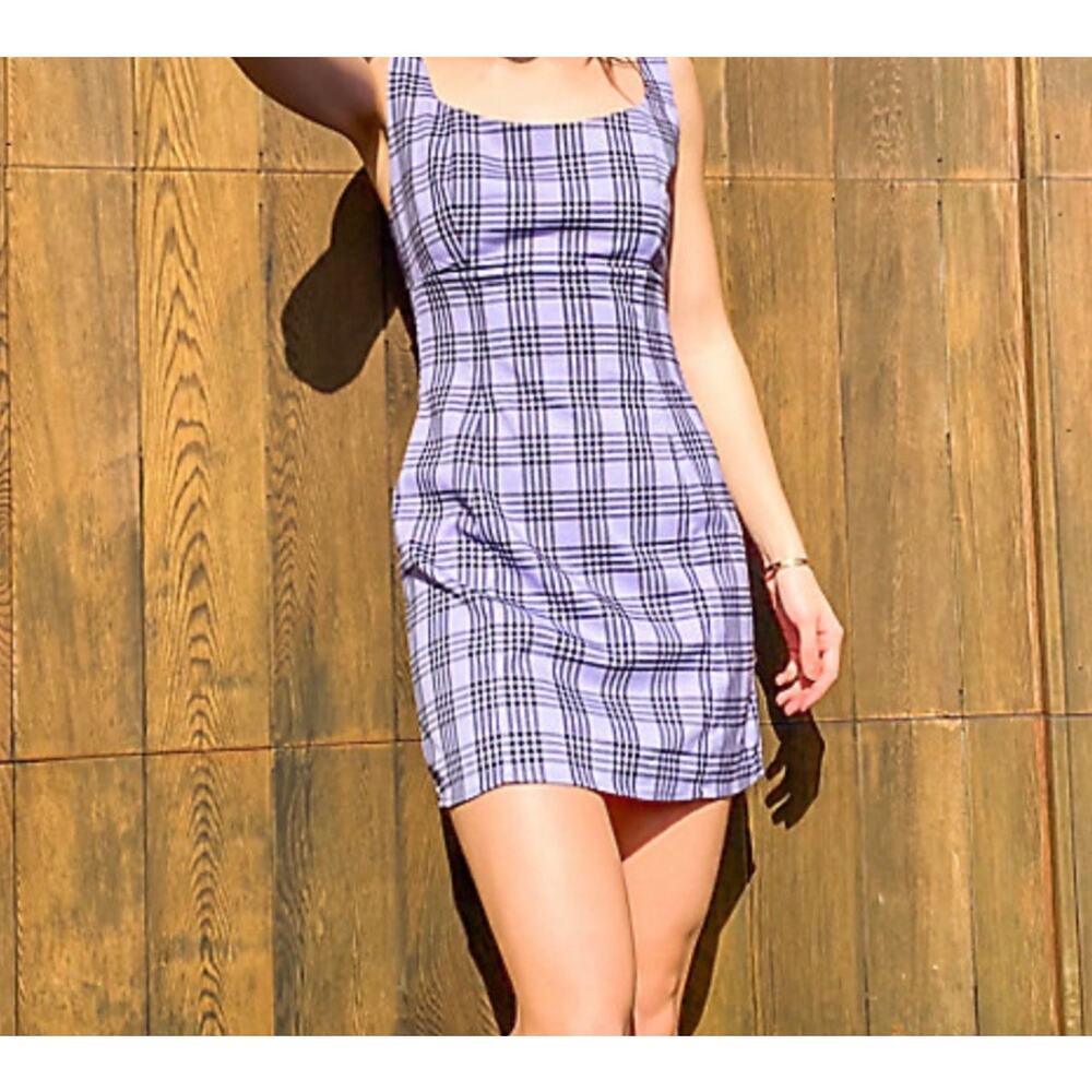 Empyre Sasha Purple Plaid Mini Dress Small